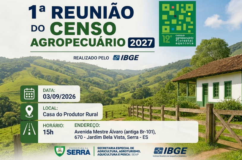 Serra apoia Instituto Brasileiro de Geografia e Estatística (IBGE) em Censo Agropecuário